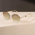 Rimless Beveled Sunglasses UV-Proof Trendy New Import Fashionable Influencer Style Personality Premium Sunglasses