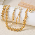 Export Accessory Stock Wholesale Bean Beaded Necklace Bracelet Set Earrings Ring 4-Piece Set Fashionable Light Luxury