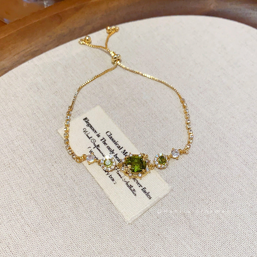 14K Gold-Plated Oval Rhinestone Adjustable Bracelet - view 2