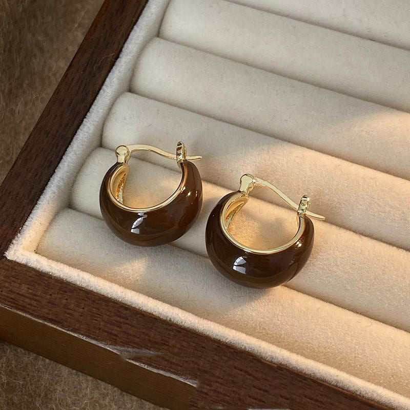 Tiger's Eye Huggie Hoop Earrings - view 8