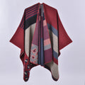 Women's Fall-Winter Ethnic Versatile Slit Plaid Shawl + Cape 2026 - Red