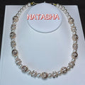 Cyan Island French New Ball Shape Crystal Pearl Spliced Necklace Beaded Bracelet Premium Elegant Light Luxury Set
