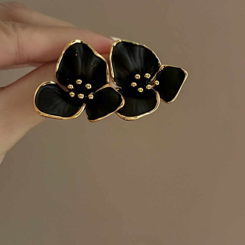 French Enamel Flower Stud Earrings - view 6