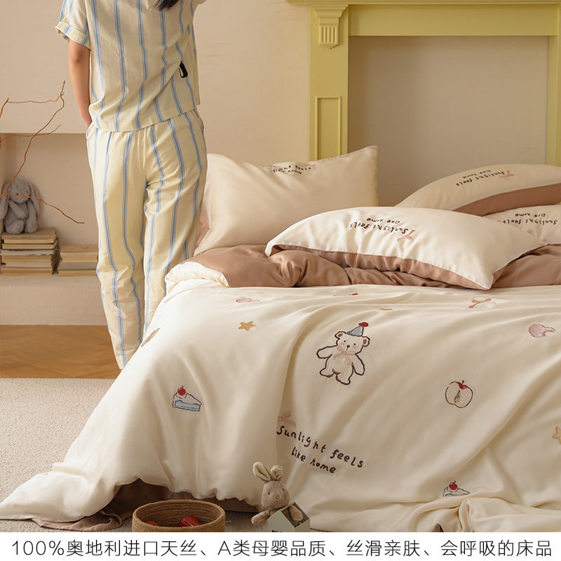 Bubble Berry Pink Tencel Lyocell Cooling 4-Piece Bedding Set - view 4