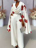 Printed Mock Neck Long Sleeve Two-Piece Set with Pants
