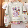 Girls' Faux Layered Plaid Print Hoodie