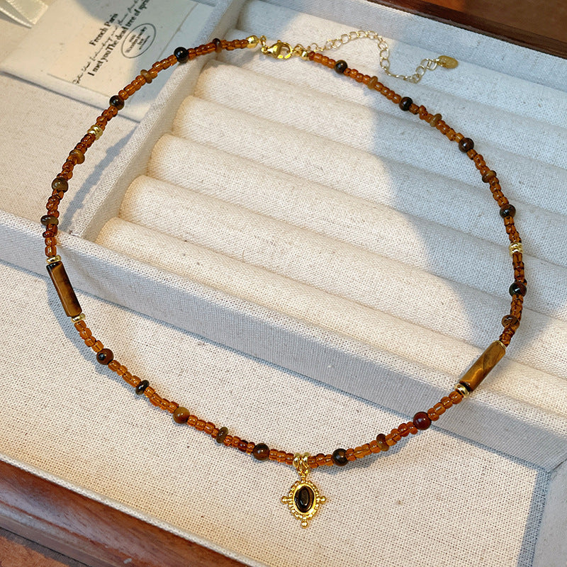Vintage Oval Tiger's Eye Necklace - view 12