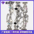 For Appleiwatch Apple Watch Band Tweed Style Pearl Stainless Metal DIY Beaded Bracelet Band