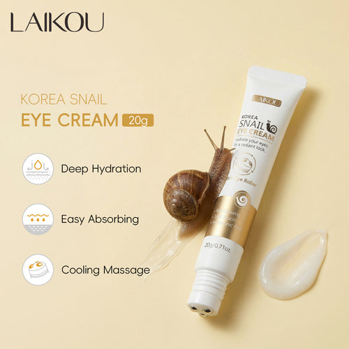 跨境新品LAIKOU 韩国蜗牛眼霜（3头滚珠版）20g全英护肤EyeCream