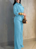 Summer Fashion Youthful Waist-Tie Wide Leg Pants + Shirt 2-Piece Set