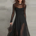 Elegant Fish-Tail Dress - European Style Spliced Long Sleeve Winter Dress Women