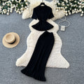 Summer Office Korean Knit Ruffle Fitted 2-Piece Set