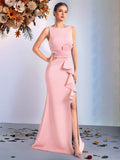 Women's Pleated Waist Elegant Evening Gown