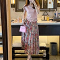 Two-Piece Short Sleeve T-Shirt + Floral Skirt Set, 2026