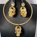 Bridge Glasses New Ten Lettering Pair Band Necklace Earrings Set Women Heavy-Duty Design Round Pleated Western Trendy Accessory