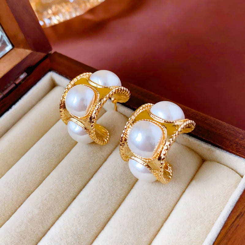 Vintage Rhinestone Flower Stud Earrings - view 12