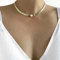 EU/US Import Elegant Fashionable Fish Bone Chain New Sequin Short Necklace Women Fashionable Pearl Chain Clavicle Chain