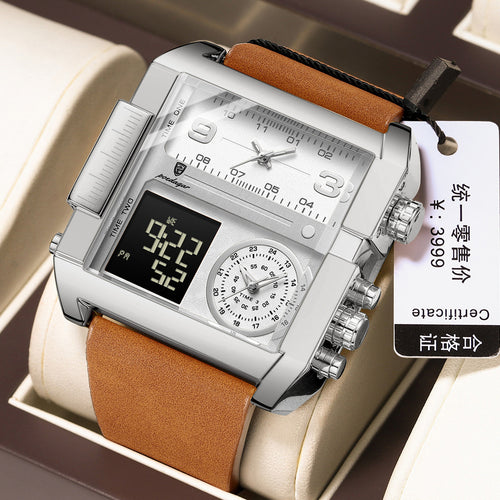 POEDAGAR New Digital Version Waterproof Multifunction Pair Display Quartz Mens Watch Live Export Bestseller Watch