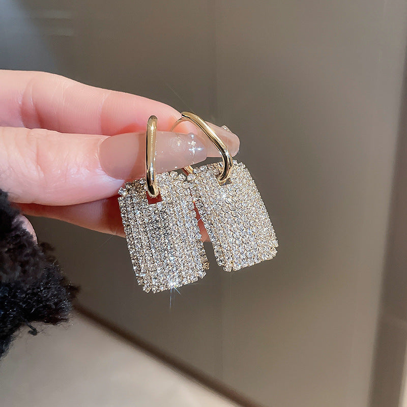 Twisted Square Pleated Statement Stud Earrings - view 12