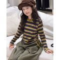 Girls' Striped Top & Curved-Leg Pants Set