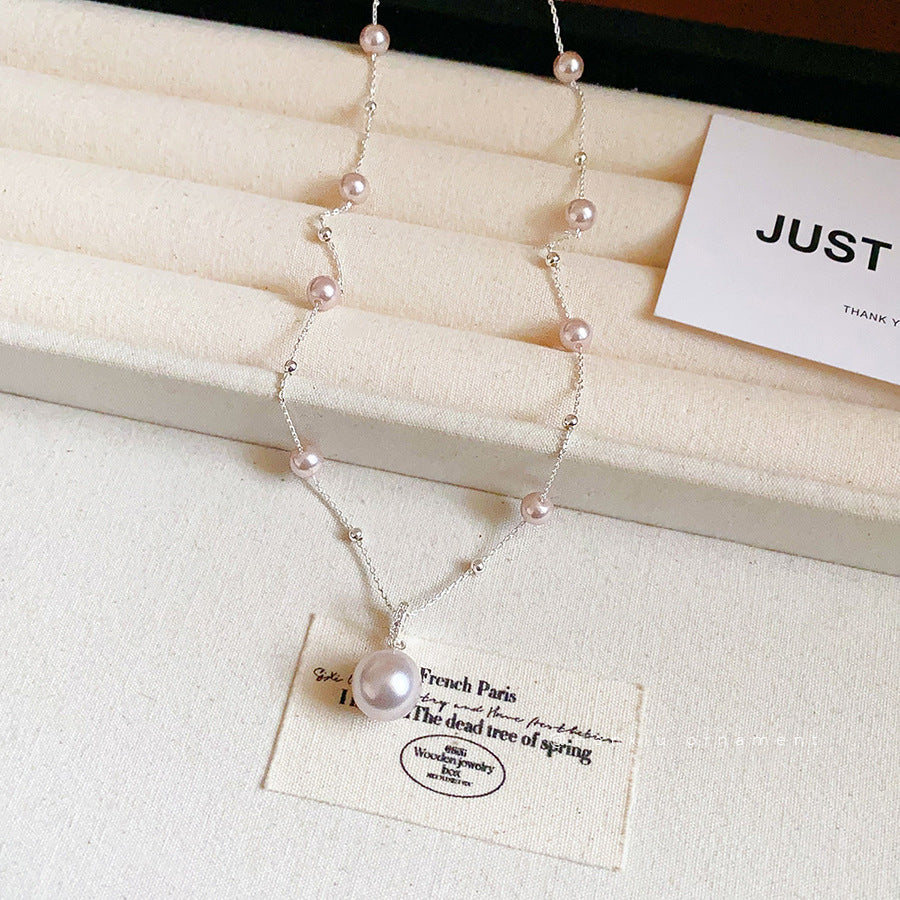 French Irregular Pearl Pendant Necklace - view 2