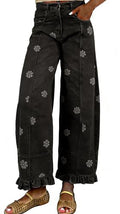 Retro Patchwork Printed Floral Loose Wide Leg Pants + Pants