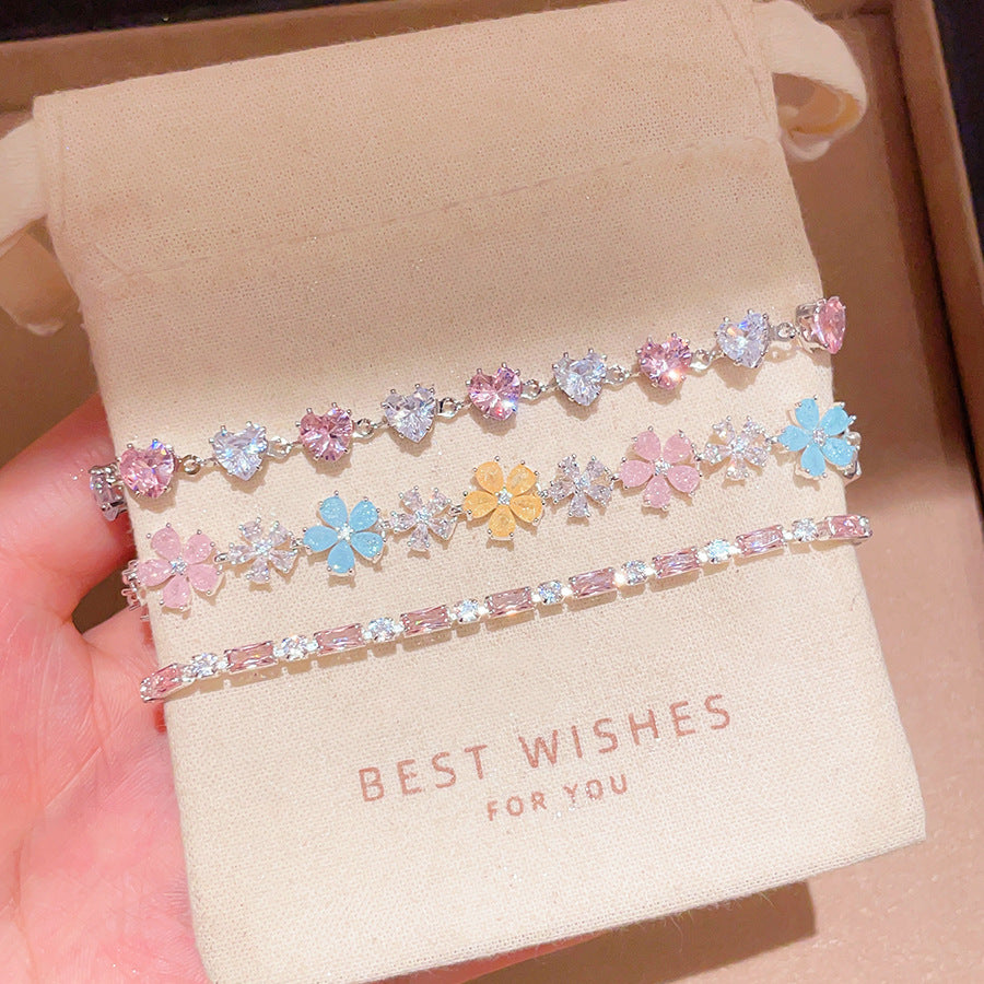 Sparkling Zircon Flower Clasp Bracelet - view 2
