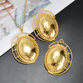 Overseas EU/US Import Metal Breeze Women Geometric Round Necklace Earrings Set Niche Round Band Pendant Design
