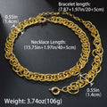 EU/US Import Accessory Gold Band Shape Pair Band Necklace Bracelet Set 2-Button Chunky Chain Stripe Fashionable Trendsetter Necklace