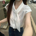 Summer Office French Mini Flutter Sleeve Short Sleeve Loose Shirt