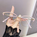 Light-Changing Blue-Light Glasses Women Big Frame No Rx Slender Big Face Ultra-Light Bare Face Plano Glasses Frame