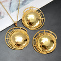 Overseas EU/US Import Metal Breeze Women Geometric Round Necklace Earrings Set Niche Round Band Pendant Design
