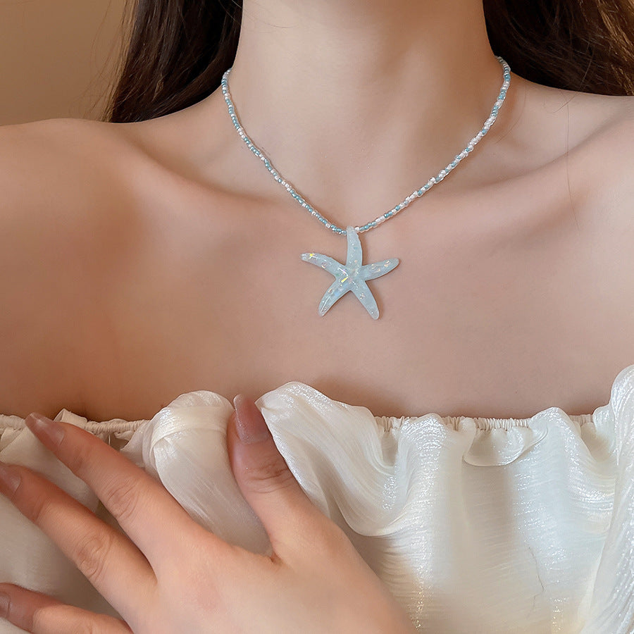 Handwoven Shell and Starfish Necklace - view 7
