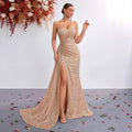 Women's Strapless Sequin Mermaid Sexy Classic Premium Socialite Evening Gown ...