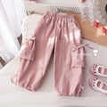 Girls' Cartoon Print Raglan T-Shirt & Cargo Pants Set
