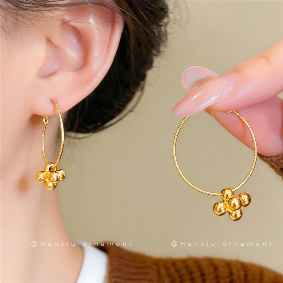 Minimalist Round Pendant Hoop Earrings - view 3