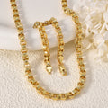 Overseas Western Fashionable Hip-Hop Punk Breeze Round Ring Chain Press Flower Long Wall Pattern Band Mutual Clasp Necklace Bracelet Set 2-Piece Set