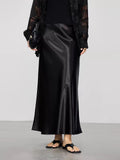 Fall French Elegant Satin High Waist Drapey Skirt