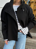 Women's Spring-Summer Elegant Stand Collar Loose Cropped Jacket 2026 - Black