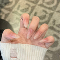 裸色显白可拆卸假指甲轻奢甜美指甲贴美甲贴纯手工美甲穿戴甲