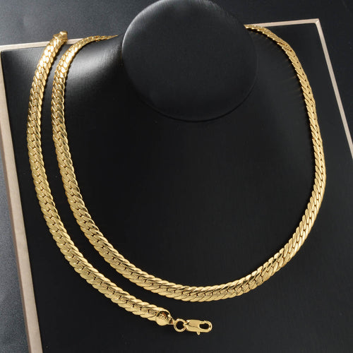 Overseas Fashionable Plated 18K Gold Cuban Chain Simple New Trendy Dubai Jewelry Set Necklace Bracelet Set 2-Piece Set