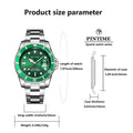 PINTIME Mens Watch Drop Ship Green Creek Ghost Self-Winding Mechanical Clear Base Quartz Watch Men Waterproof