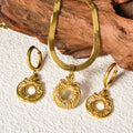 Western Trendy Overseas Fashionable Christmas Flower Ring Pendant Knife Lens Chain Necklace Earrings Set Simple Versatile 2-Piece Set