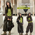 Girls' Solid Base Layer Vest Flap Back Wide-Leg Pants Set