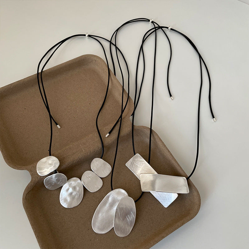 Irregular Geometric Adjustable Cord Necklace - view 4