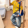 Summer Retro Slimming Letter Print Loose Wide Leg Pants + Pants