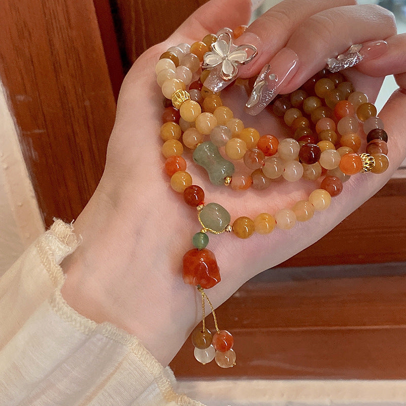 Chinese-Style Colorful Glass Bead Charm Bracelet - view 2