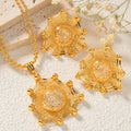 Southeast Asia Sand Gold Overseas Cutout Flower Necklace Stud Necklace Set Gold Plated Flower Set Wedding Bride Jewelry Wholesale