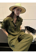 Spring Old Money Office V-Neck Sun-Protection Top + Shirt + Pants 2-Piece Set