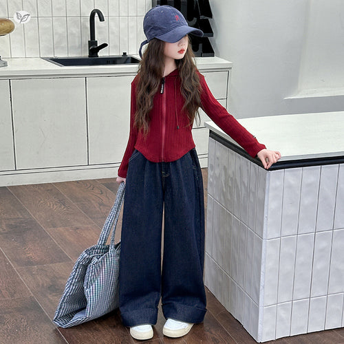 Girls' Base Layer Top & Wide-Leg Pants Set